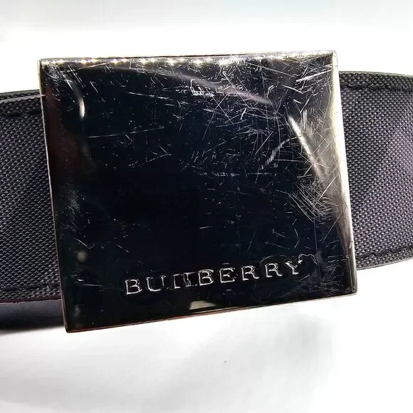 Burberry Check Leather Belt Black Men's Size 84/85 EU 34 US - Picture 2 of 9